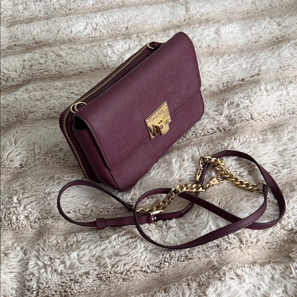 MICHAEL Michael Kors Handbags - MICHAEL Michael Kors Burgundy Crossbody Bag with Gold Hardware